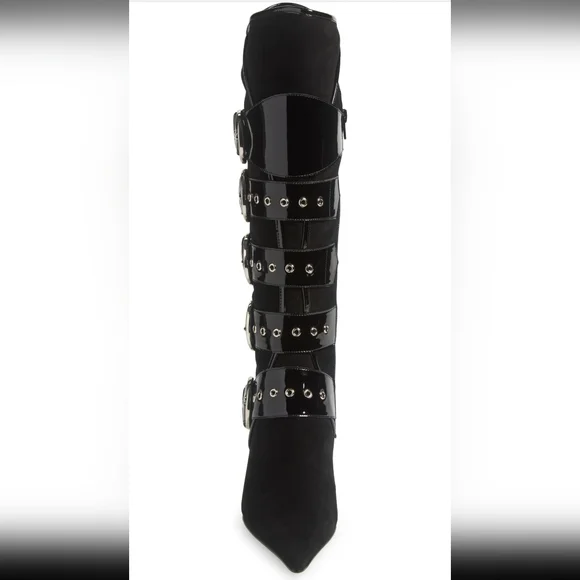 Jeffert Campbell Seatbelt Suede Patent Leather Boots Buckle Designer #61 - Picture 10 of 15